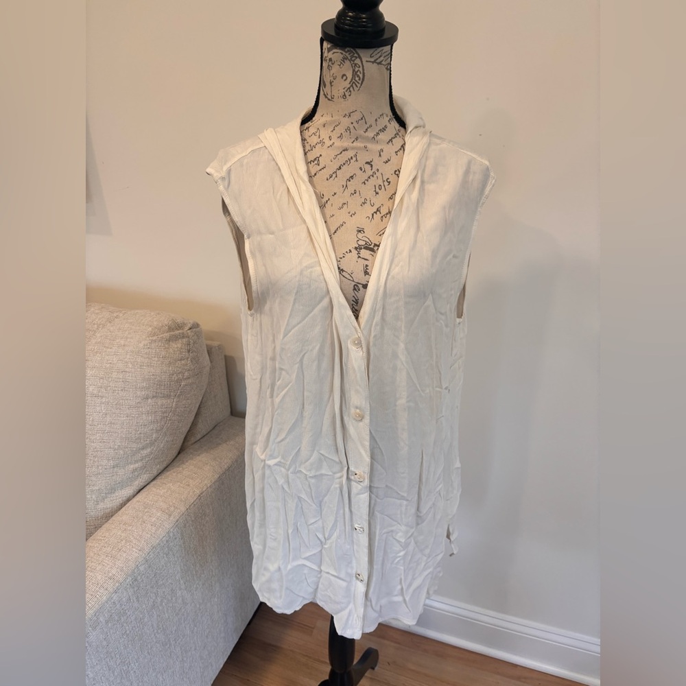 Vintage GHOST white hooded sleeveless vest top size large